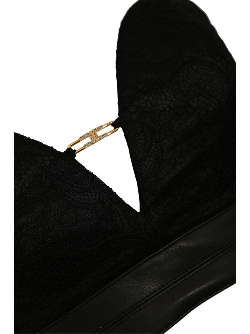 Top bustier in pizzo floreale con logo gioiello Elisabetta Franchi | RG00257E2110